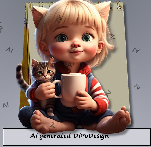 (afbeelding voor) AI meisje met kat